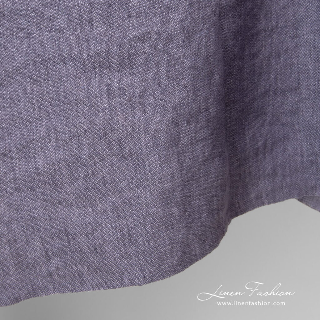 Lniana fioletowa tkanina satynowa, prana 2 linen violet satin fabric, weight 230gr/m2.