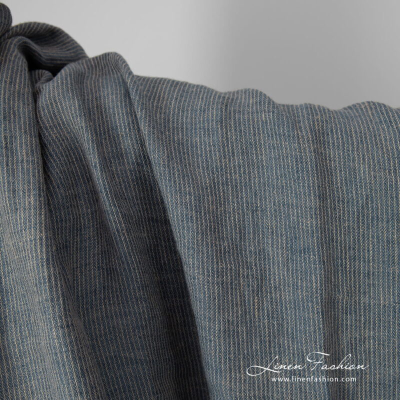 linen blue striped fabric, for clothes