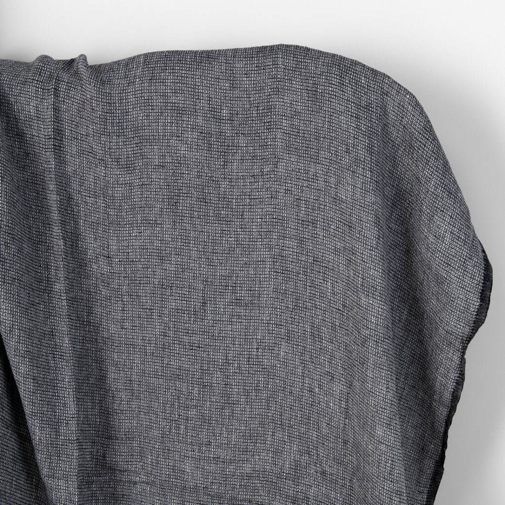 Washed linen fabric back and white waffle