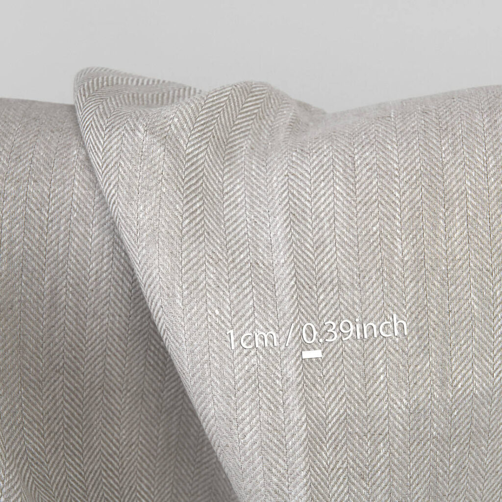 Tkanina lniana w szarą jodełkę 3 Beige linen fabric, with measurements
