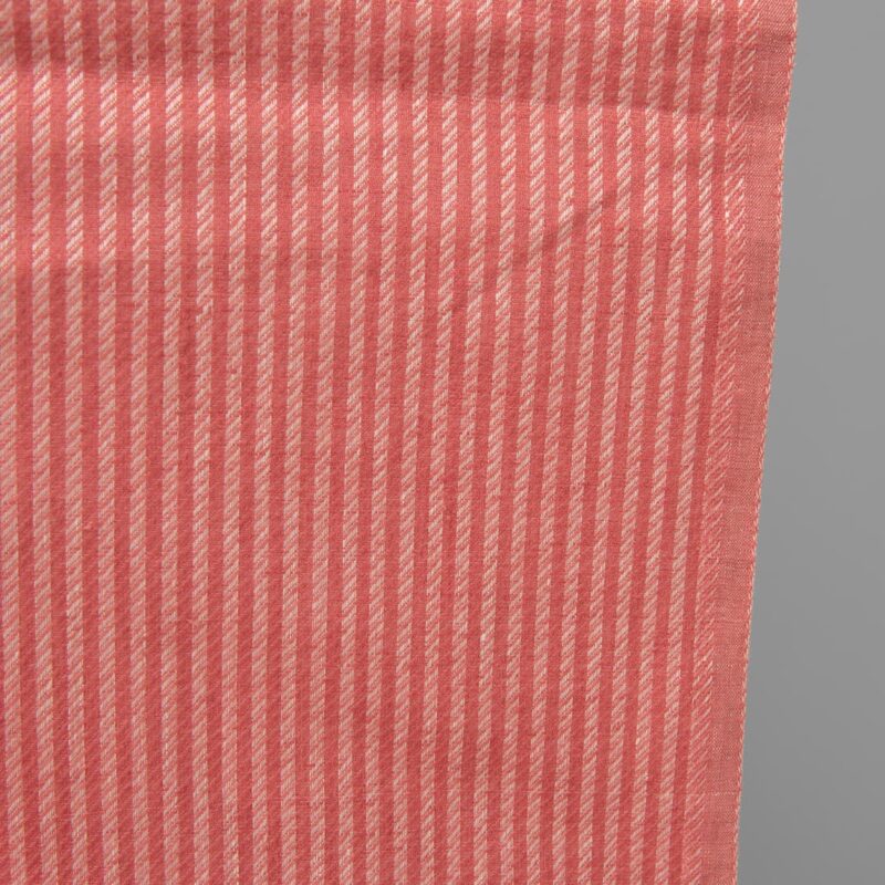 Red striped pure linen fabric edge
