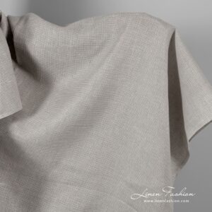 Off-white and natural linen fabric in houndstooth pattern