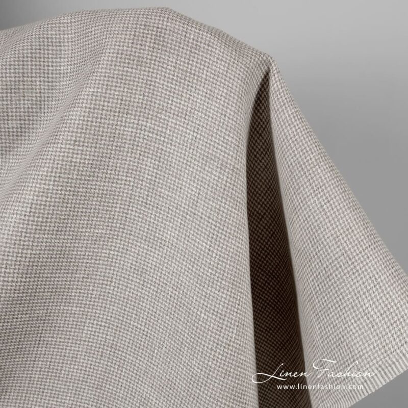 Linen fabric in houndstooth pattern