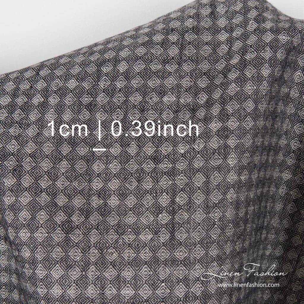 Szara tkanina lniana w romby 3 Small diamond pattern linen fabric