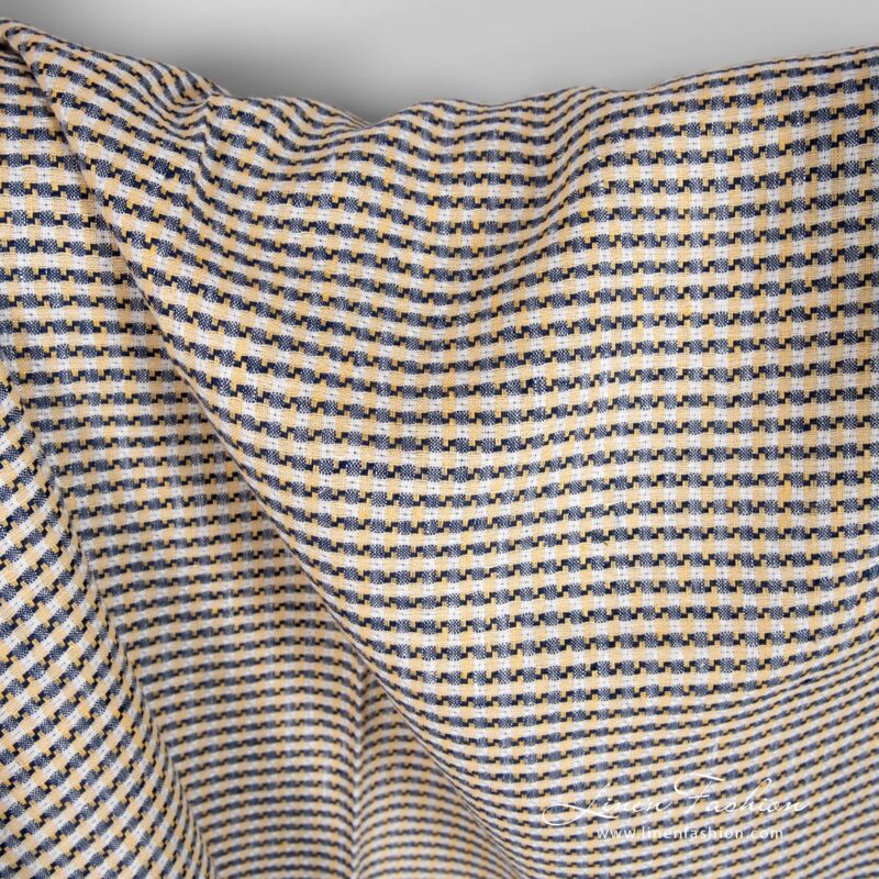 Linen fabric with yellow checks