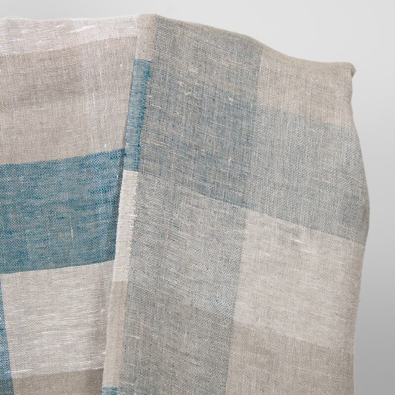 linen checks turquoise, double sided