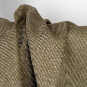 Tkanina lniana brąz mchu w paski