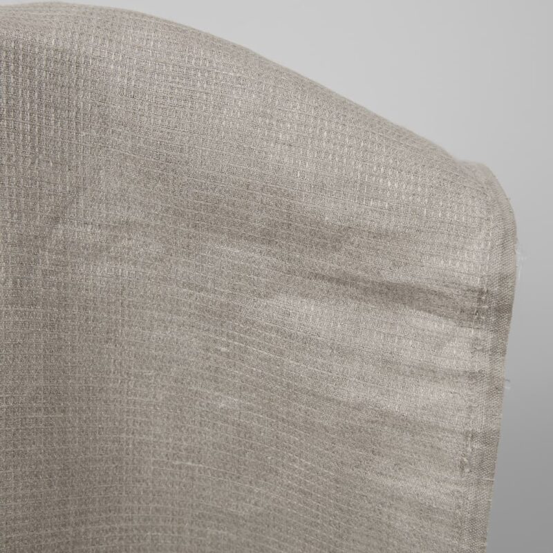 Checked linen fabric in grey natural flax colour edge