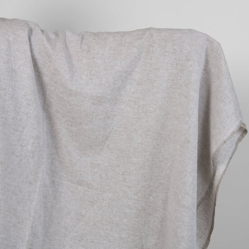 Washed linen cotton fabric greyish brown melange