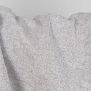 Washed linen cotton fabric greyish brown melange close up detail