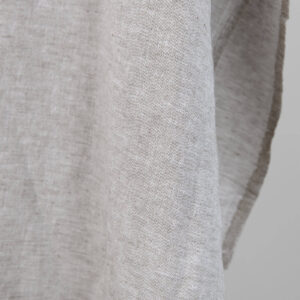 Washed linen cotton fabric greyish brown melange edge