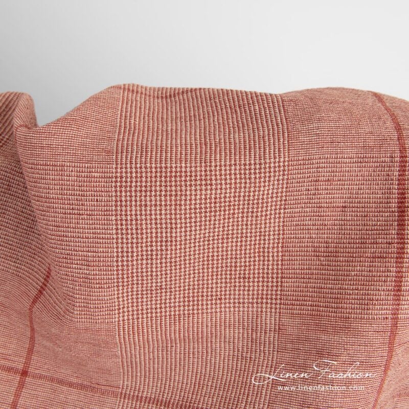 Wide linen cotton fabric with checks