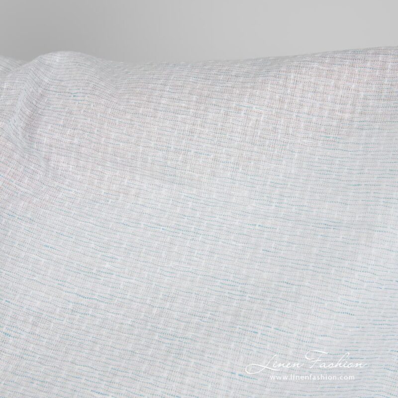 Linen cotton fabric blueish white pattern product photo