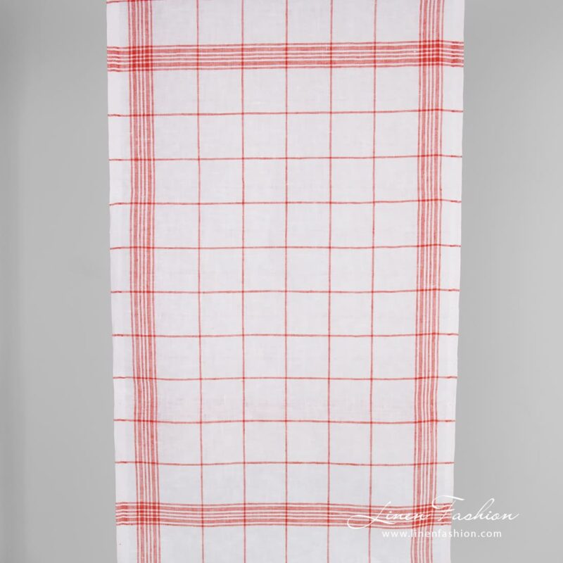 Linen fabric in red checks