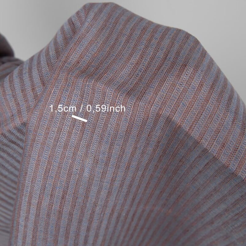 Linen fabric brown and blue stripes with measurements