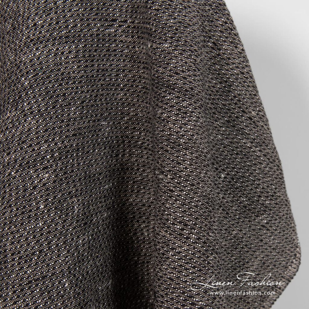 Prana tkanina w czarno 4 Linen cotton black fabric dobby pattern