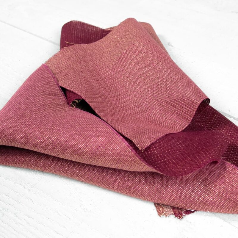 Linen red wine color fabric with gold melange