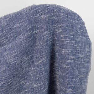 Granatowa prana tkanina lniano - bawełniana 6 linen cotton washed blue fabric, white stripes