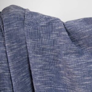 Granatowa prana tkanina lniano - bawełniana 7 linen cotton washed blue fabric, white stripes irregular