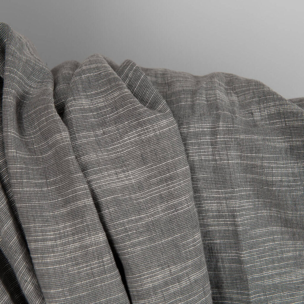 Ciemna szara prana tkanina lniano - bawełniana 2 Dark grey linen blend fabric washed texture