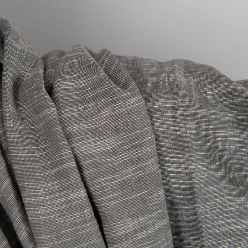 Dark grey linen blend fabric washed texture