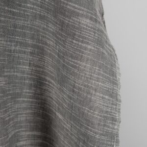 Ciemna szara prana tkanina lniano - bawełniana 7 Dark grey linen blend fabric washed edge