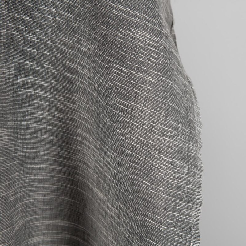 Dark grey linen blend fabric washed edge