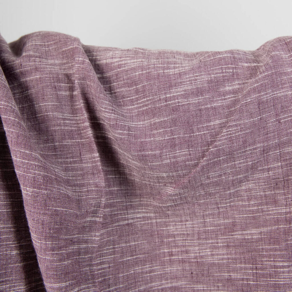 Prana tkanina fioletowy melanż 3 linen cotton purple washed fabric, iregular stripes