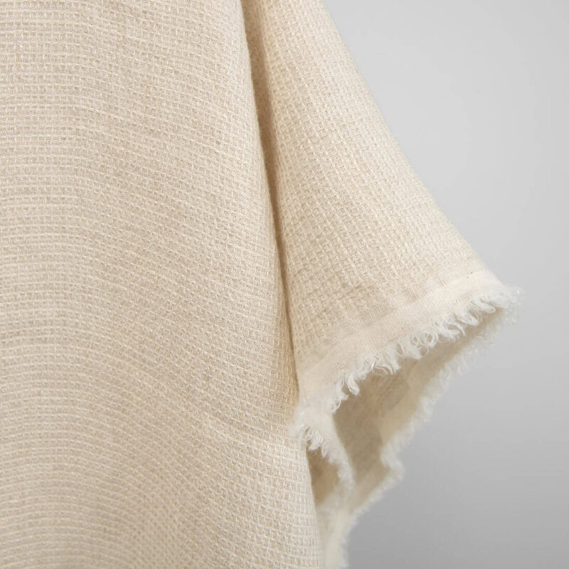 linen wool waffle sand fabric, washed