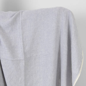 Washed linen wool fabric violet and white small pattern