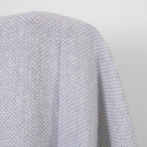 Washed linen wool fabric violet and white small pattern, specially washed