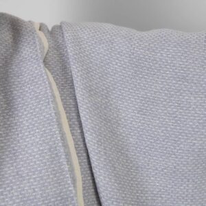 Washed linen wool fabric violet and white small pattern, 145cm width