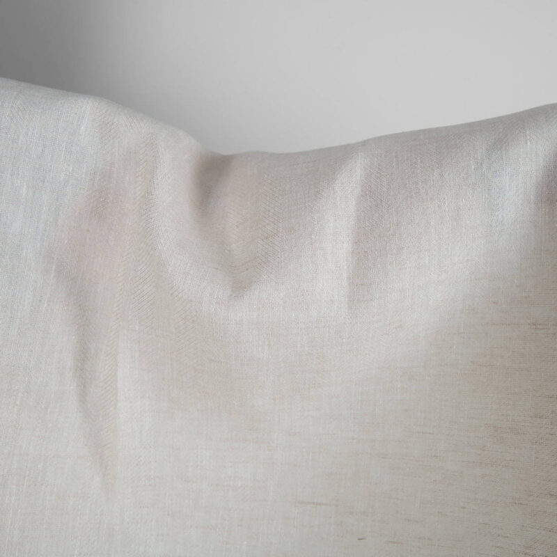 Linen wool fabric white beige herringbone close up detail