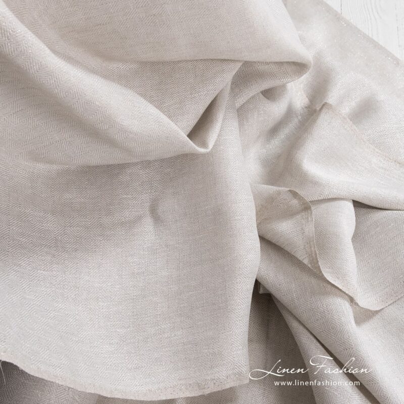 Linen grey fabric with silver PES