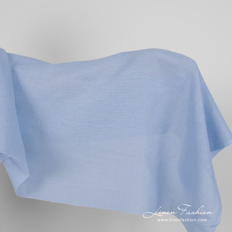 Linen cotton fabric light blue honeycomb