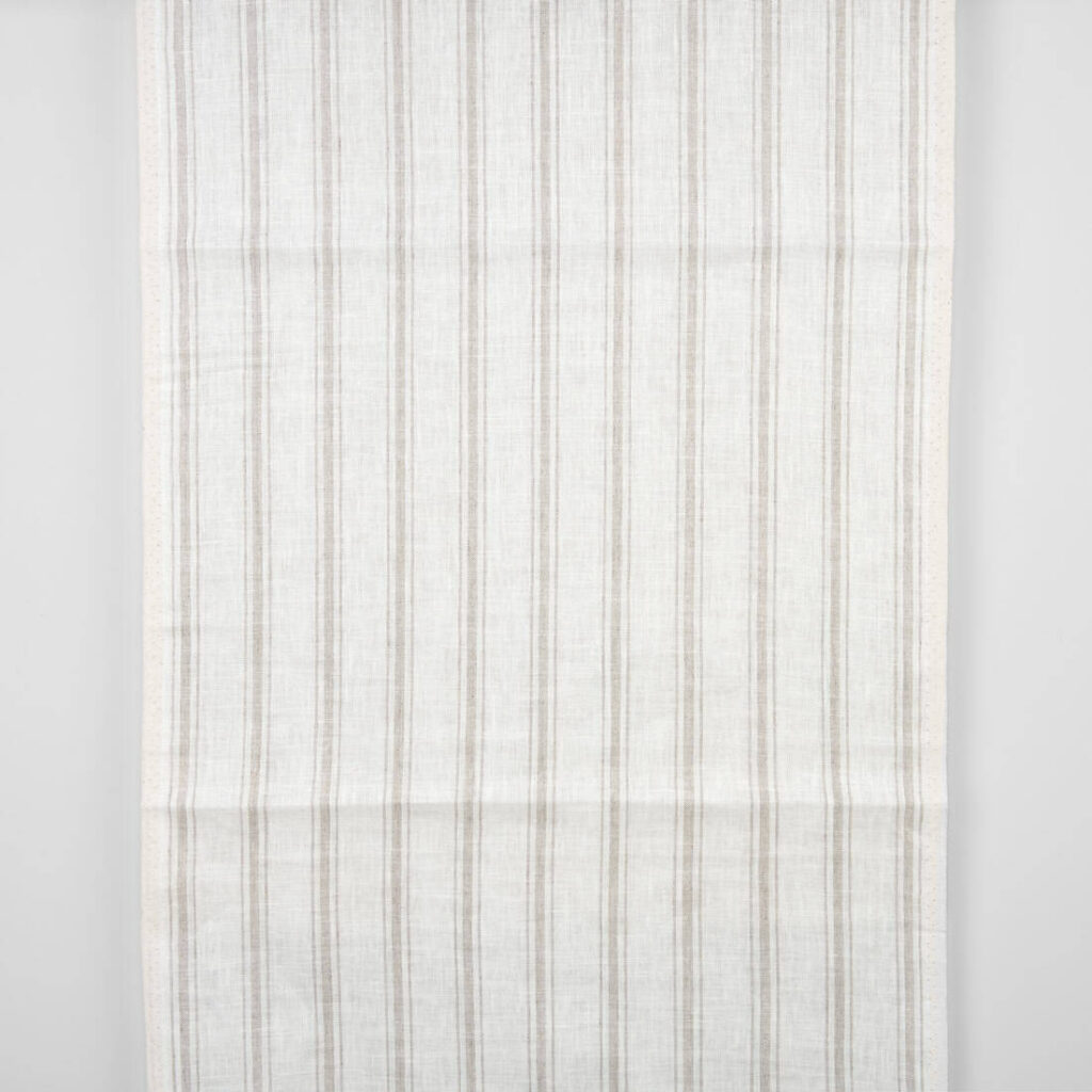 Mlecznobiała w paski tkanina ścierkowa 1 Narrow off-white linen fabric