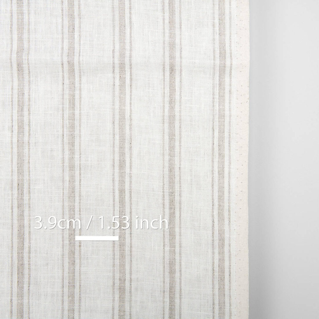 Mlecznobiała w paski tkanina ścierkowa 2 Narrow off-white linen fabric, with stripes