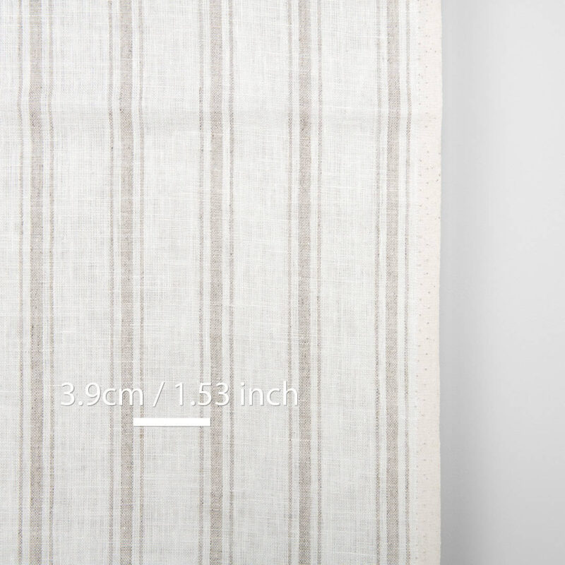 Narrow off-white linen fabric, with stripes