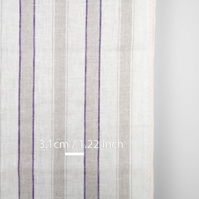 Narrow striped off-white linen fabric