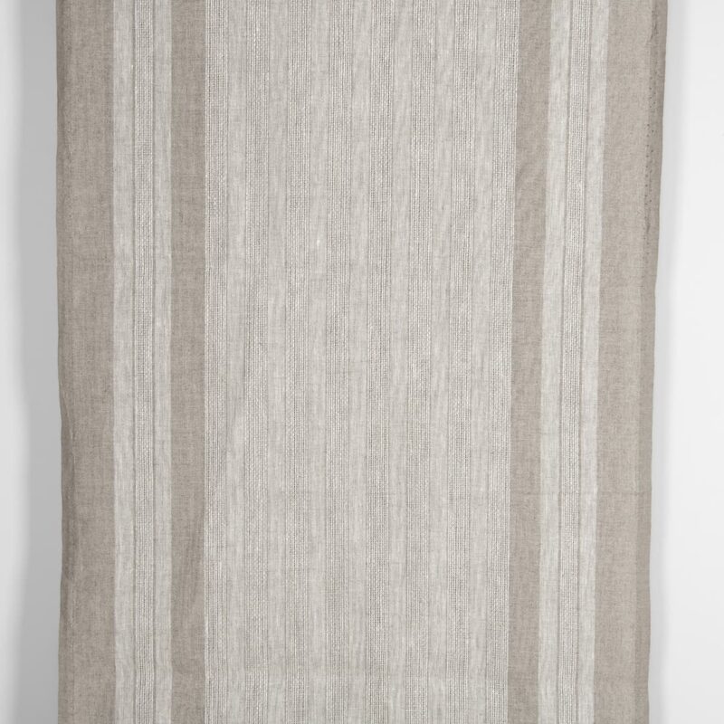 Narrow linen fabric natural beige with stripes