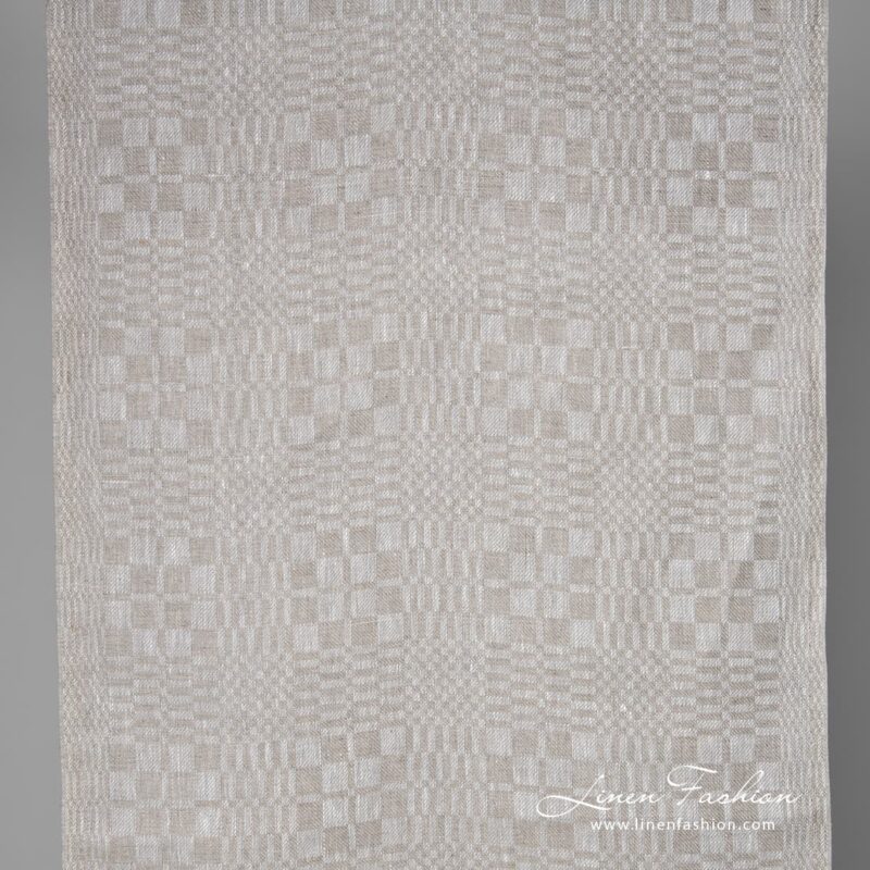 Linen fabric in grey checks