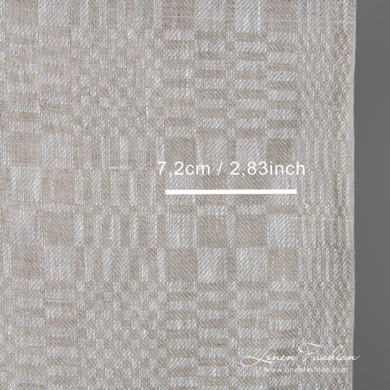 Towel linen fabric made from white and grey colour linen yarns