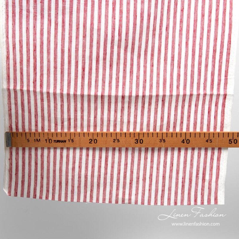 White red striped linen fabric, narrow width