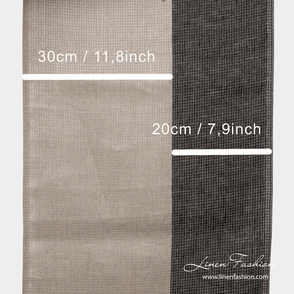 Len czarne 3 Natural and black stripe measures on narrow linen fabric