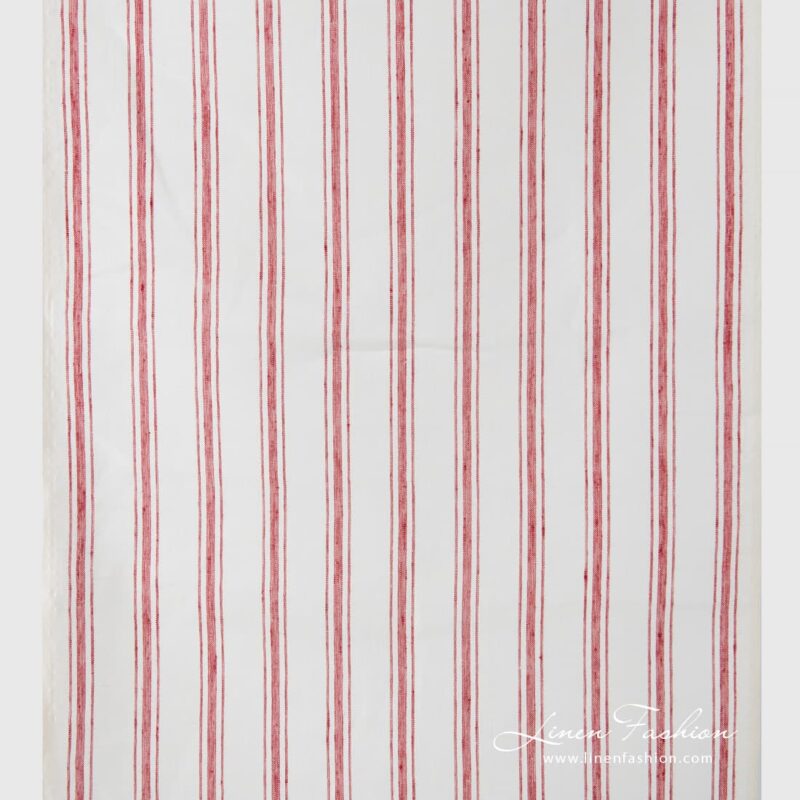 Red striped linen fabric.