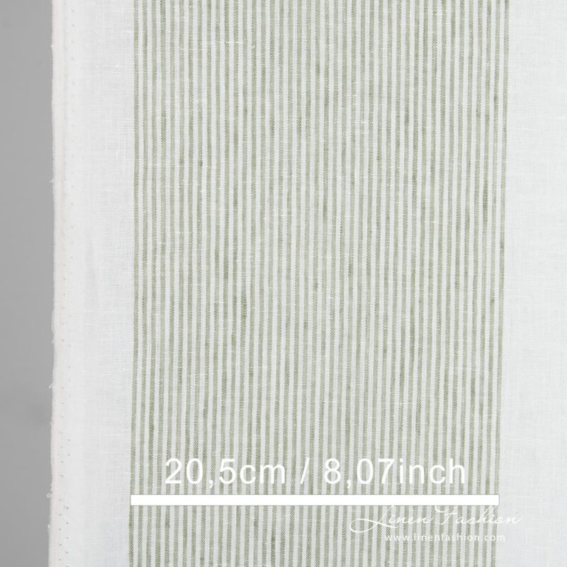White linen fabric with narrow stripes