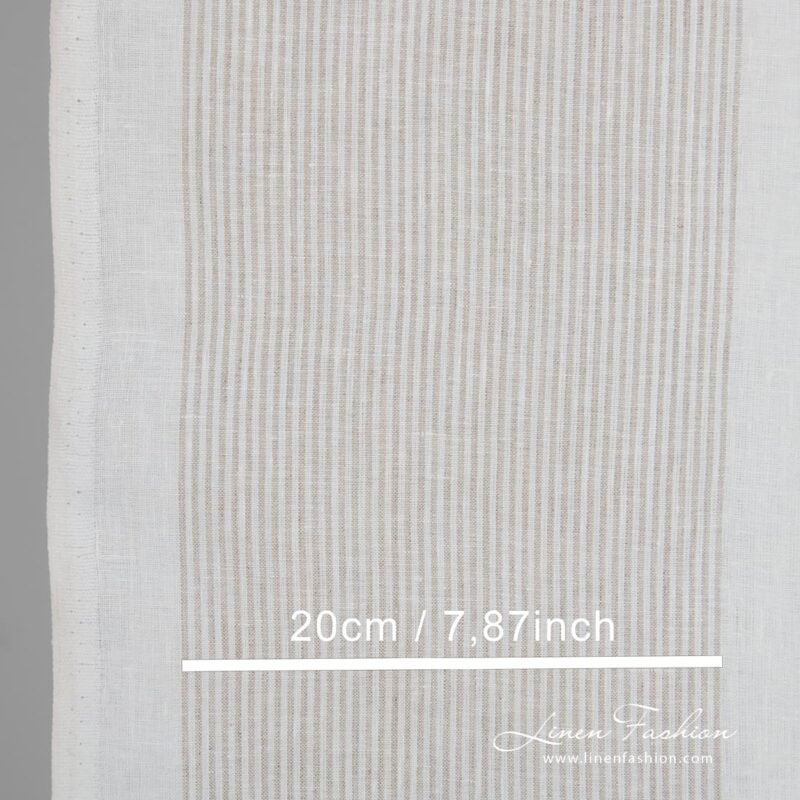 White linen fabric in stripes