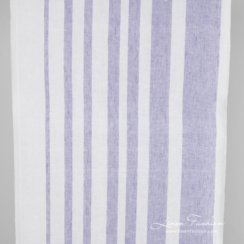 Linen fabric with violet stripes