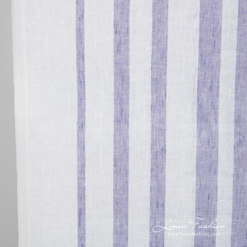Linen fabric with violet stripes, perfect for kitchen towels