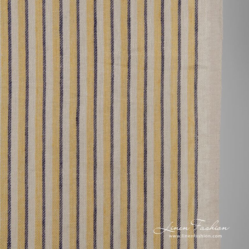 Linen fabric in brown stripes